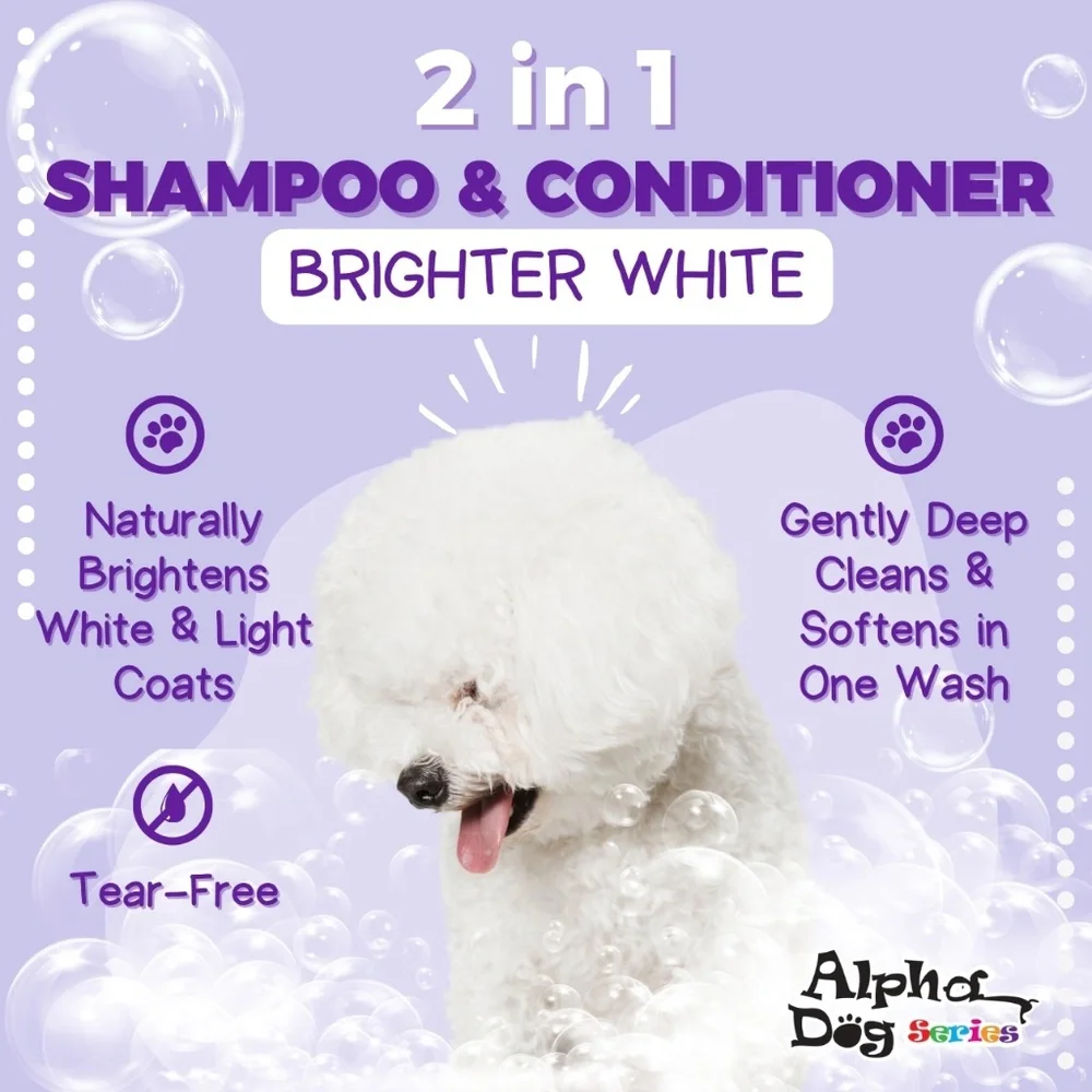 Alpha Dog Series Bright White Grooming Natural Dog Shampoo and Conditioner